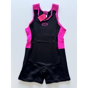 SBD Powerlifting Singlet Nova Mens Large Black Pink Great Britain NWT